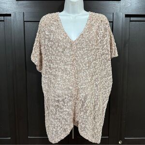PURE JILL J. JILL Sweater XS S Peach Cream Oversized V Neck Spring Summer Loose